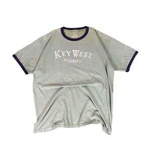 Vintage Key West Florida Ringer Tee Shirt Graphic T-Shirt Sun Faded‎